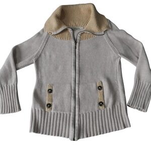 Indigenous Organic Cotton Gray Knit Full‎ Zip Cardigan Sweater Women's